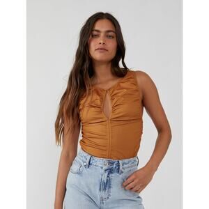 Free People Faux Leather Ride Along Top Cowgirl XS